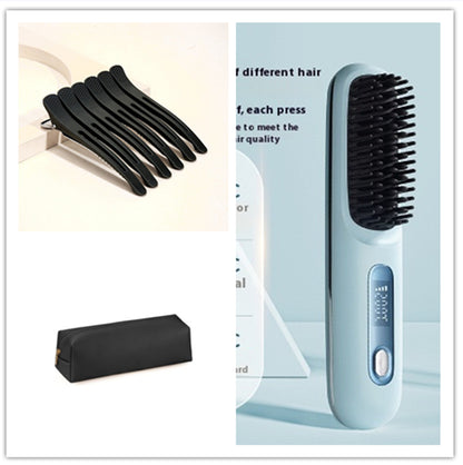 Wireless hair straightener brush for smooth hair