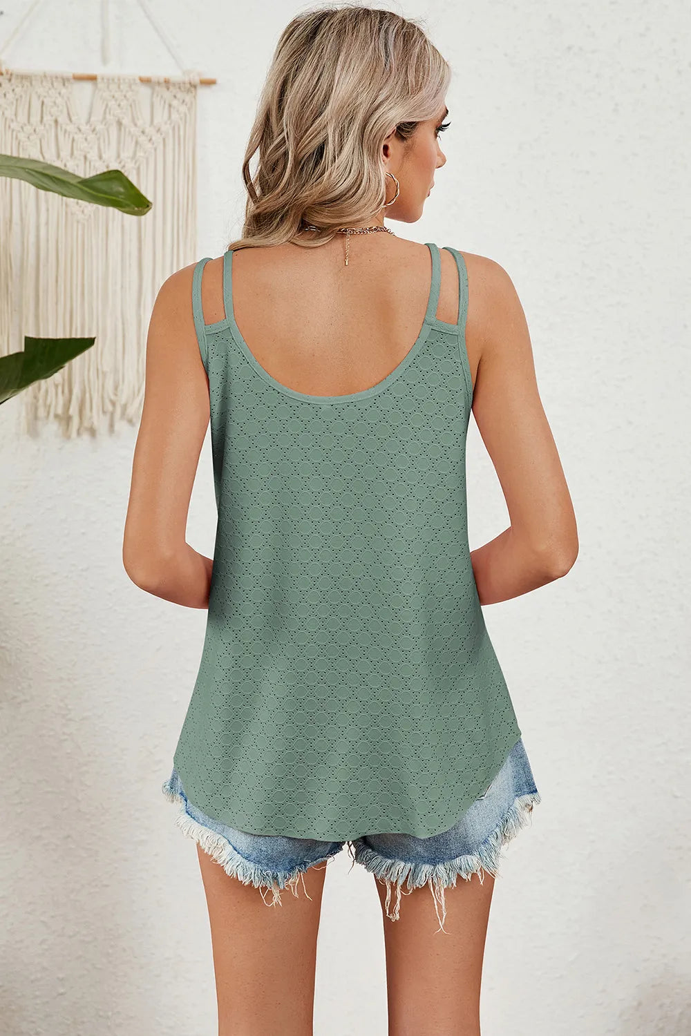 Eyelet V-Neck Spaghetti Strap Cami spaghetti straps