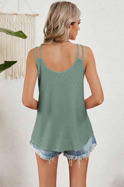 Eyelet V-Neck Spaghetti Strap Cami spaghetti straps
