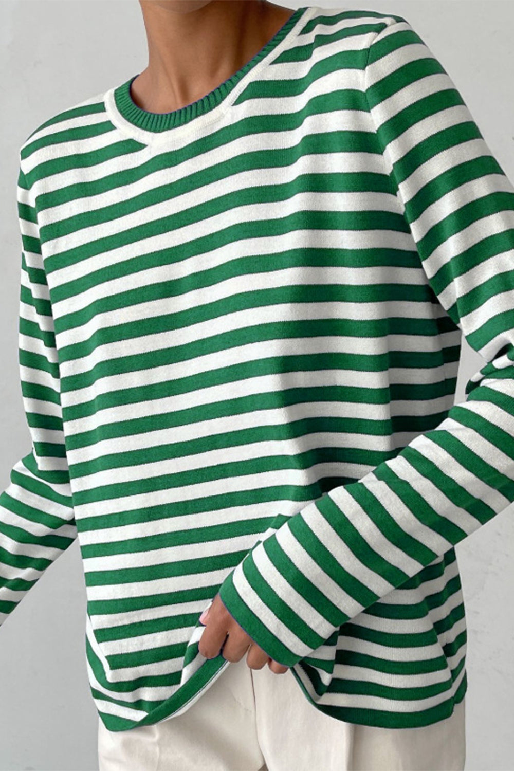 Striped Long Sleeve Sweater styled outfit