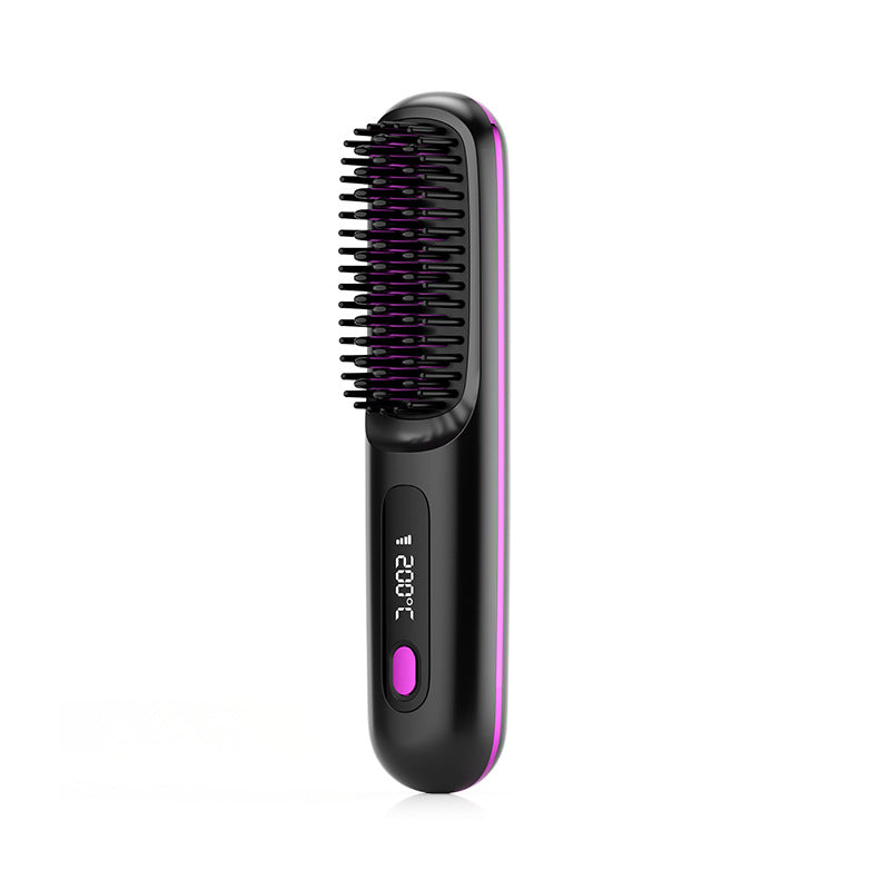 Wireless hair straightener brush for smooth hair
