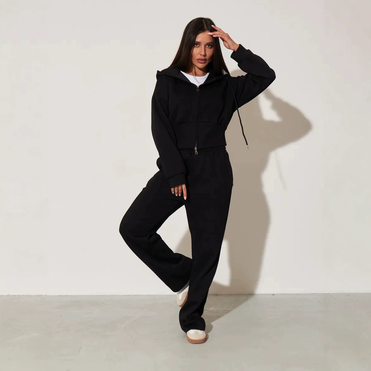 Coat and Wide-Leg Pants Set women&