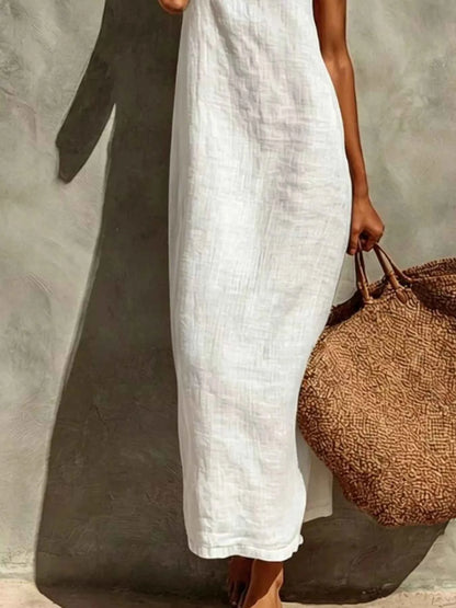 Elevate Your Wardrobe with Our Sleeveless Linen Maxi Dress