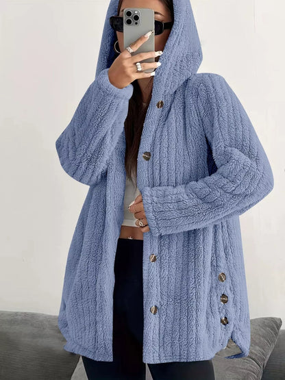 Plus Size Fleece Hooded Jacket women&