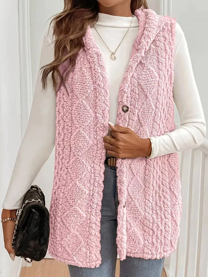Hooded Sherpa Vest Coat women&