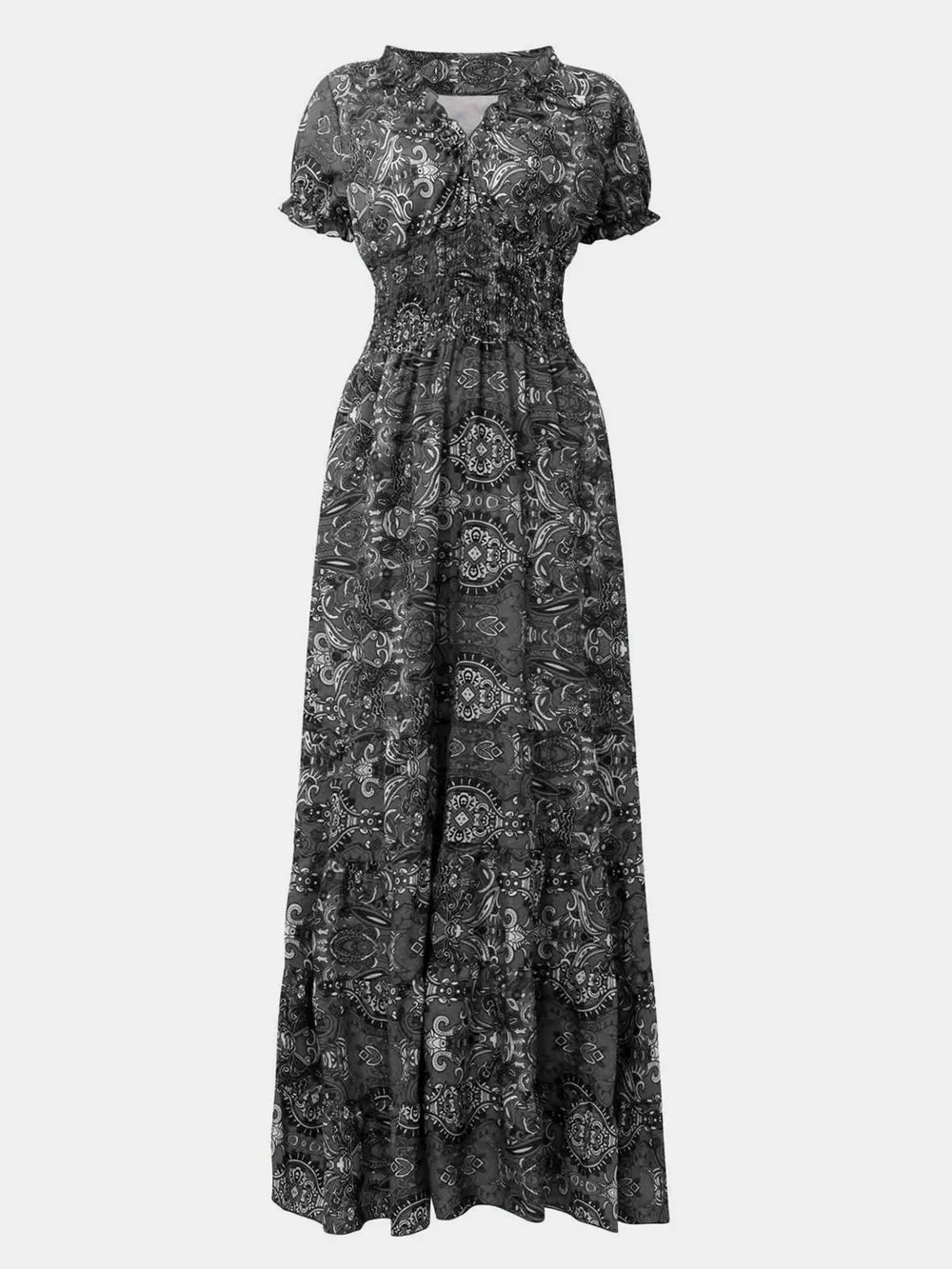 Smocked v-neck short sleeve dress smocked detail