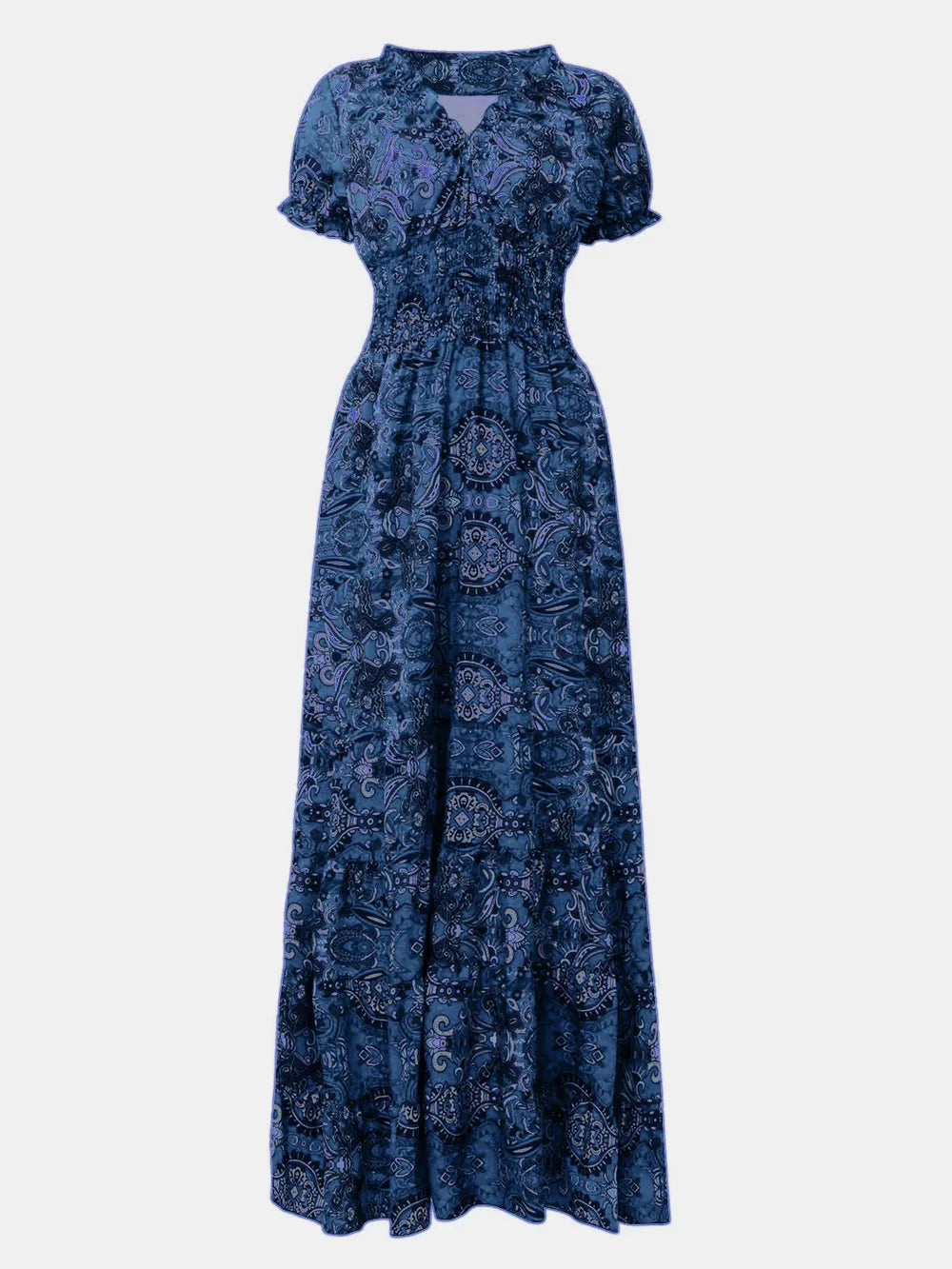 Smocked v-neck short sleeve dress smocked detail