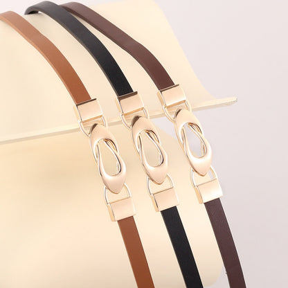 Stylish Skinny Leather Belt – Women&
