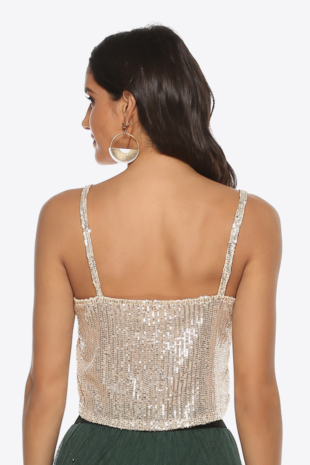 Sequin Cropped Cami V-neck design
