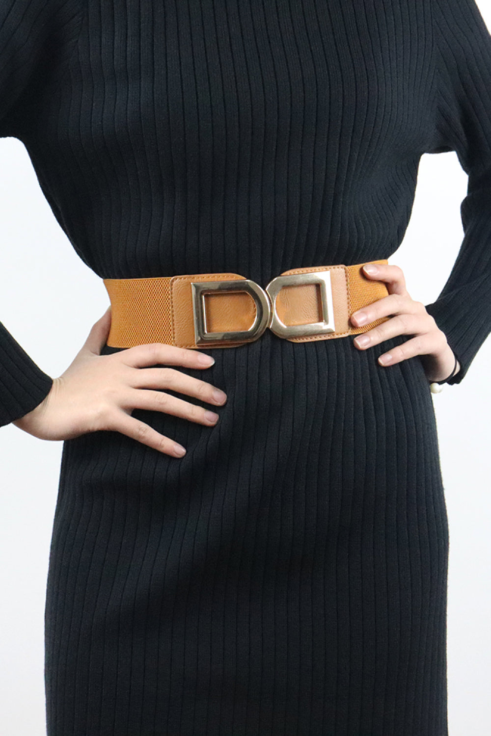 Double D Buckle PU Belt double buckle detail