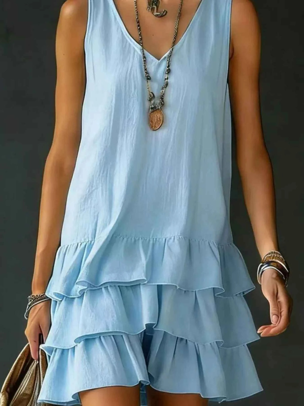 Elevate Your Wardrobe with Our Plus Size Ruffled Hem V-Neck Dress
