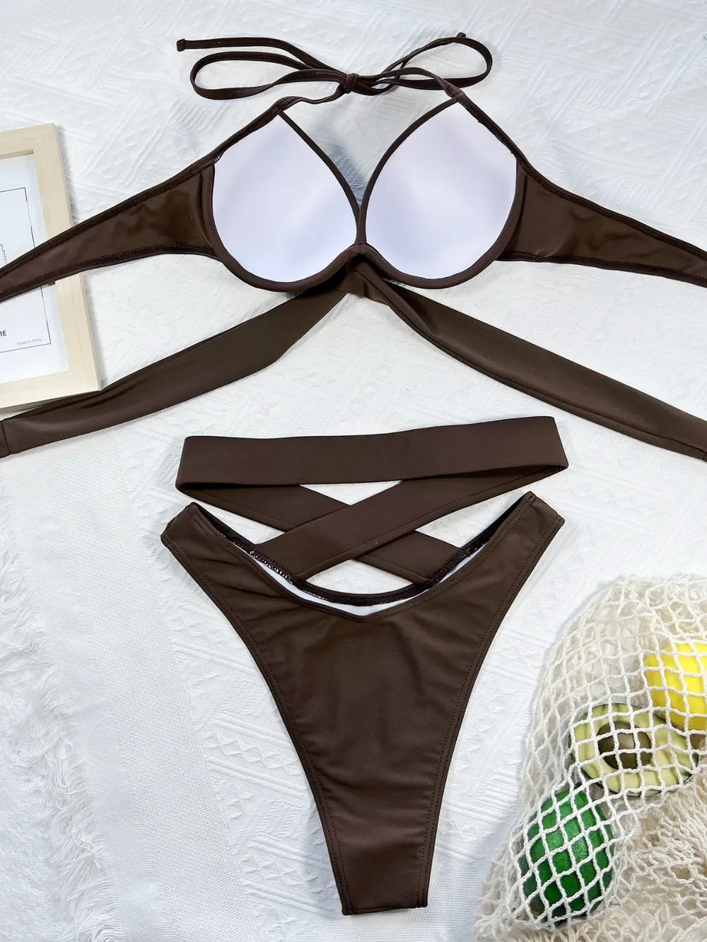 Crisscross Halter Neck Bikini Set halter neck