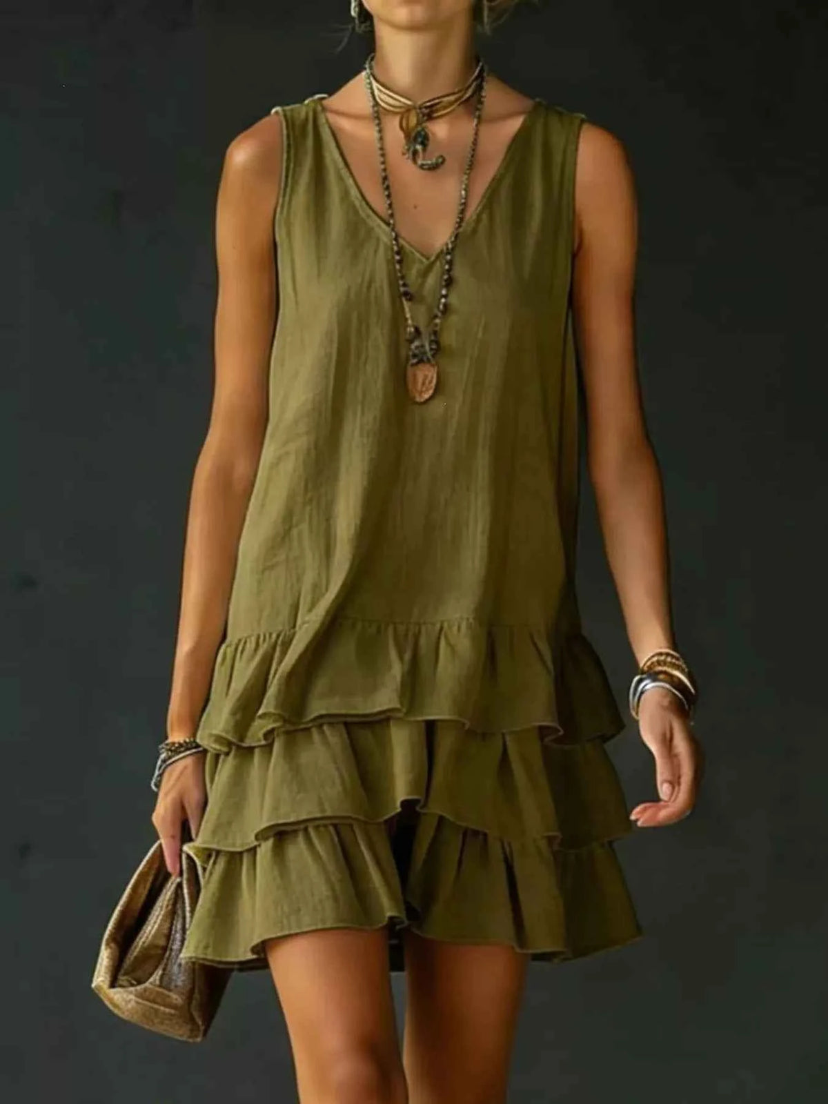 Elevate Your Wardrobe with Our Plus Size Ruffled Hem V-Neck Dress
