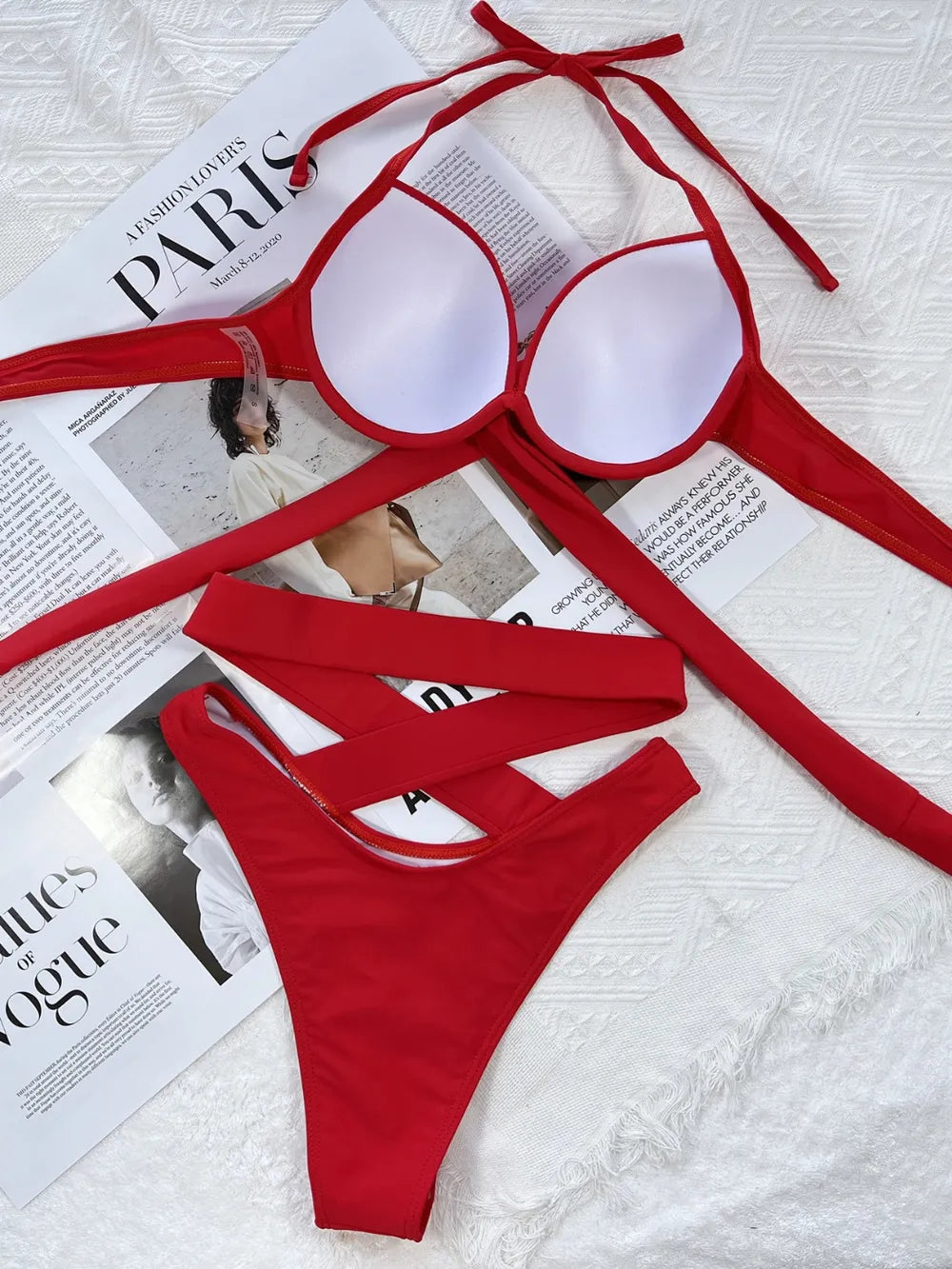 Crisscross Halter Neck Bikini Set halter neck