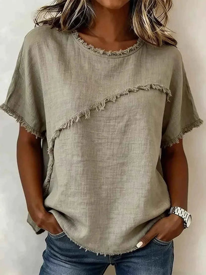 Upgrade Your Look with Our Plus Size Frayed Hem Top for Effortless Chic
