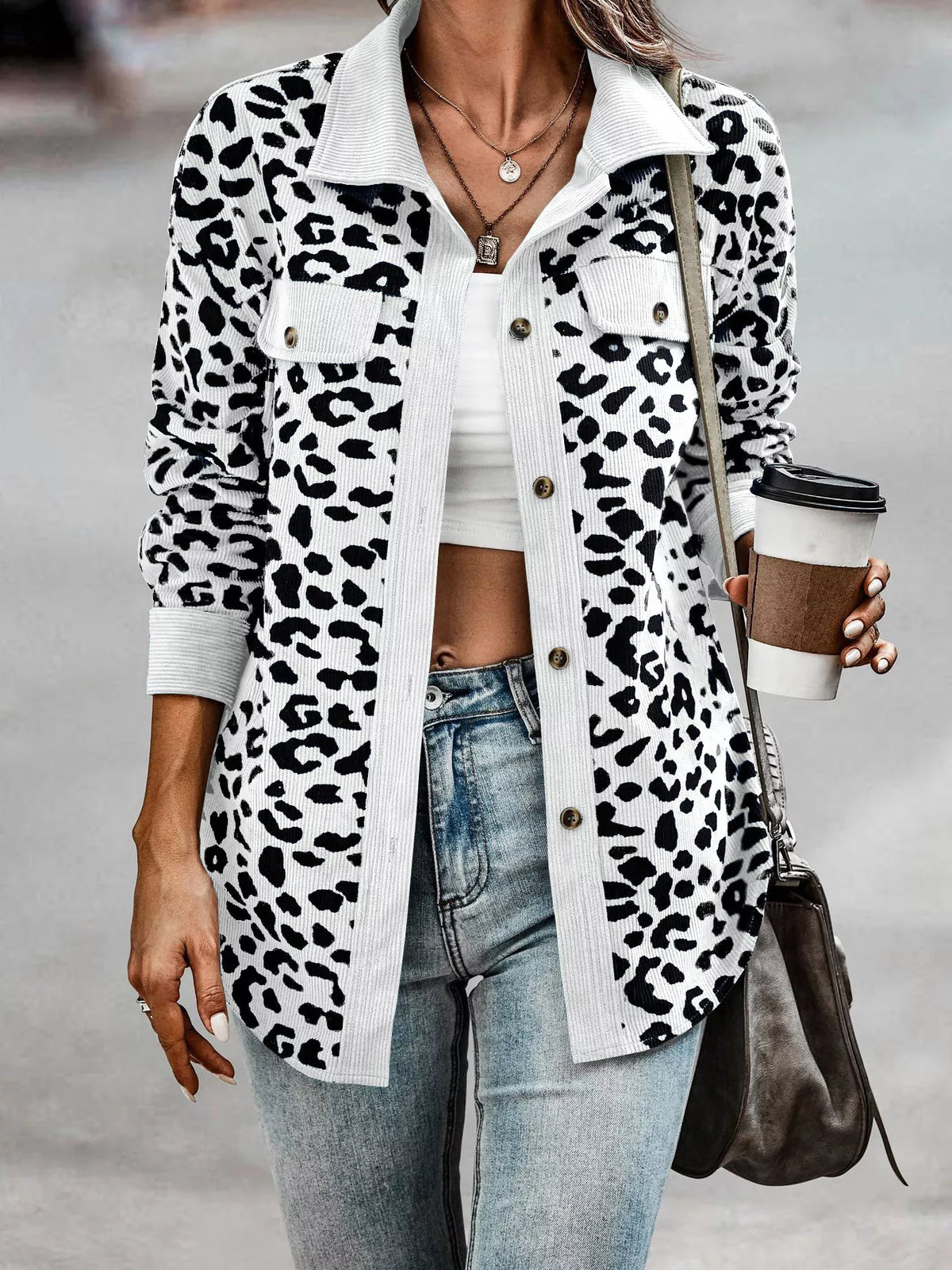 Plus Size Leopard Print Jacket leopard print design