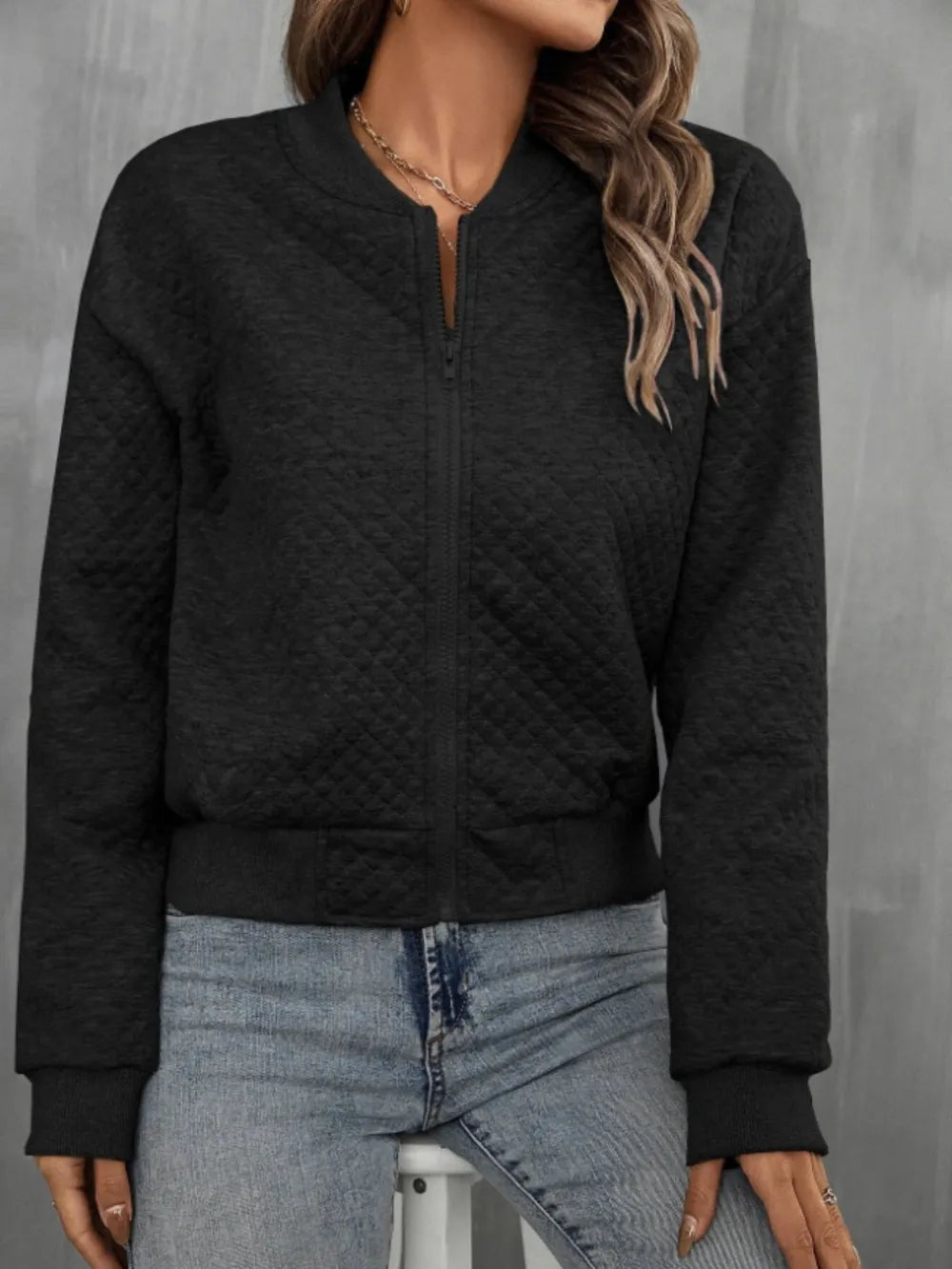 Zip Up Long Sleeve Jacket long sleeve design