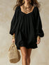Bohemian Lantern Sleeve Dress front view