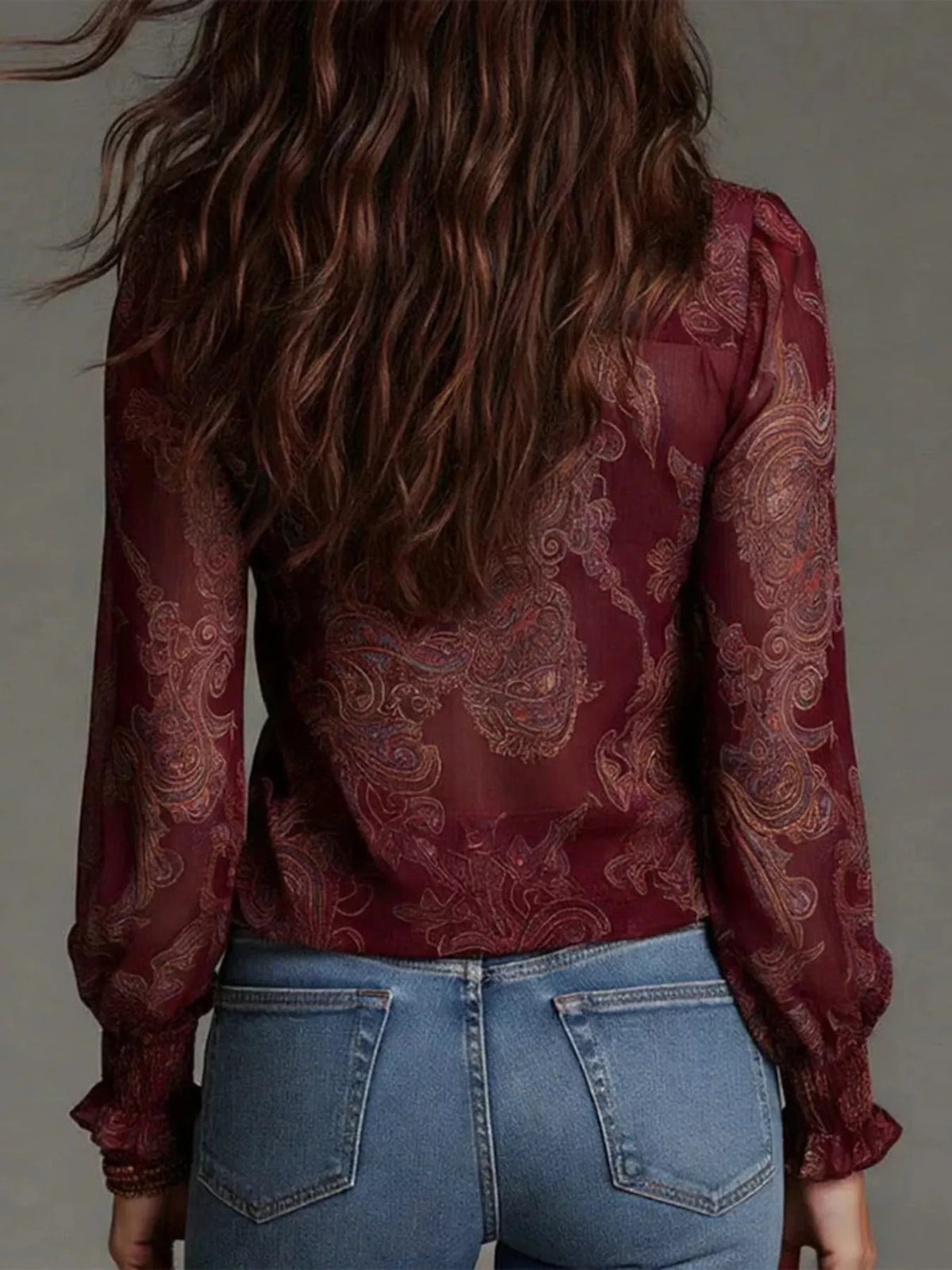 Plus Size Paisley Print Blouse women&