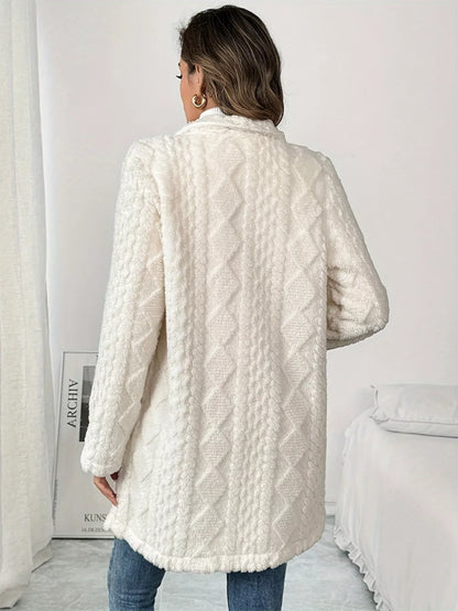 Fleece Double-Breasted Longline Coat women&