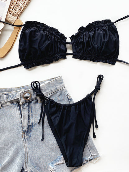 Frill Halter Neck Bikini Set – Women&