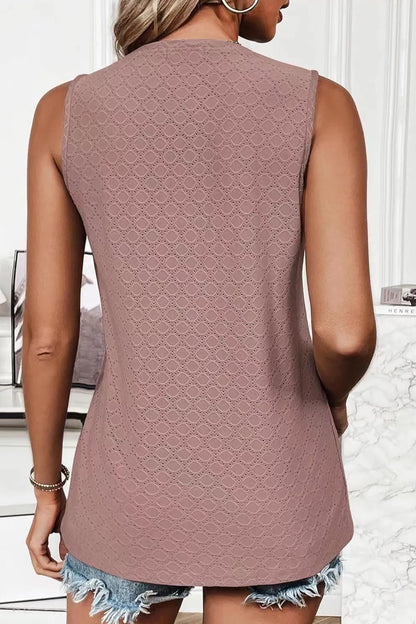 Eyelet Round Neck Tank sleeveless design