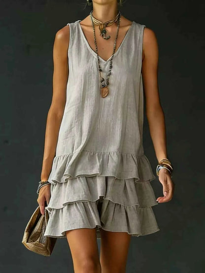 Elevate Your Wardrobe with Our Plus Size Ruffled Hem V-Neck Dress
