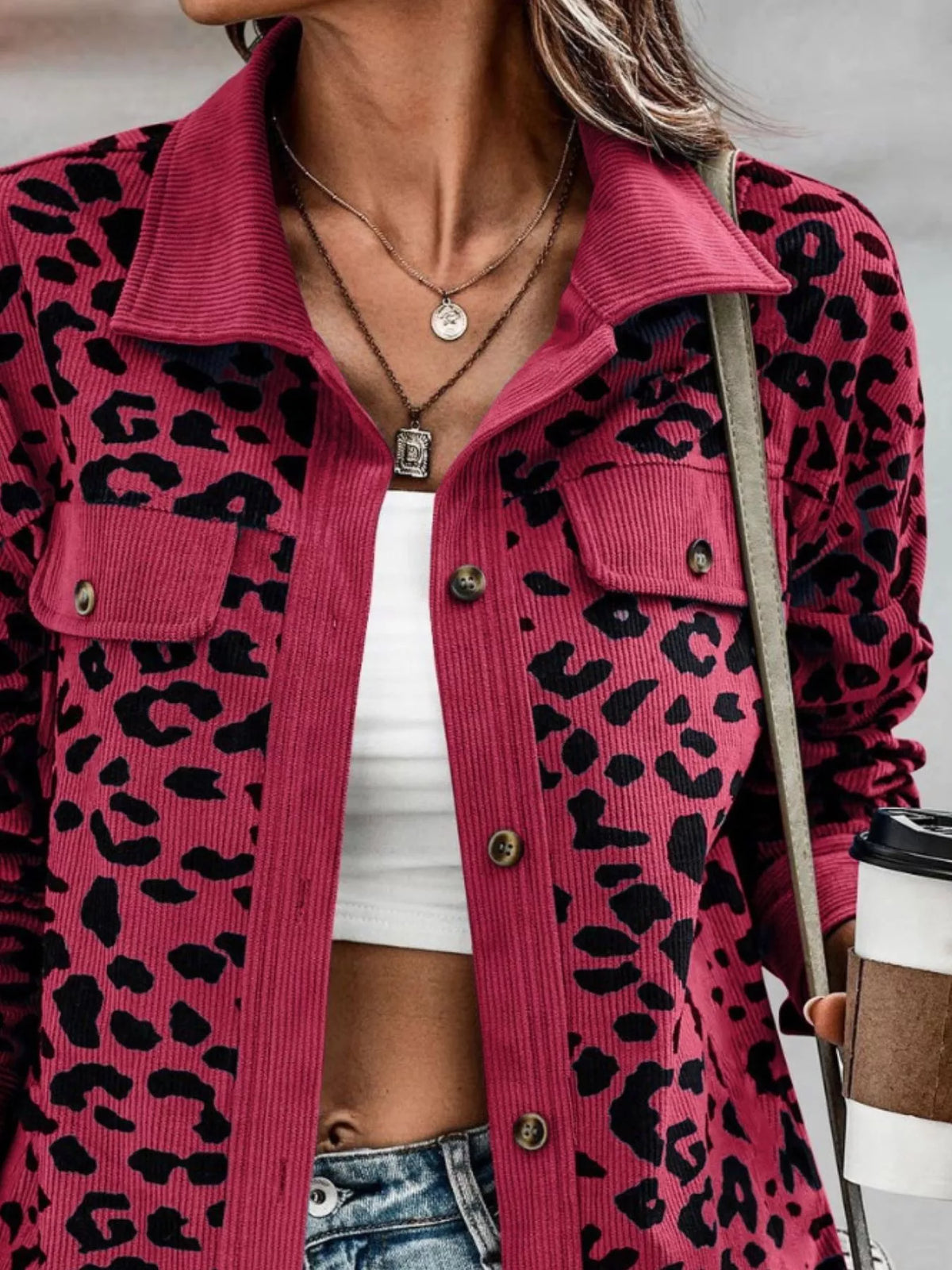 Plus Size Leopard Print Jacket leopard print design