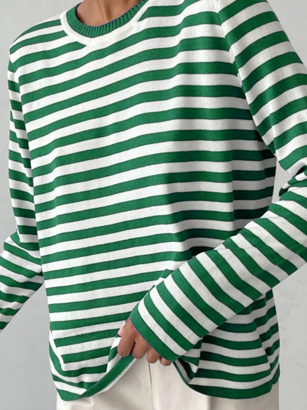 Striped Long Sleeve Sweater styled outfit