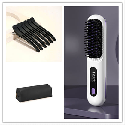 Wireless hair straightener brush for smooth hair