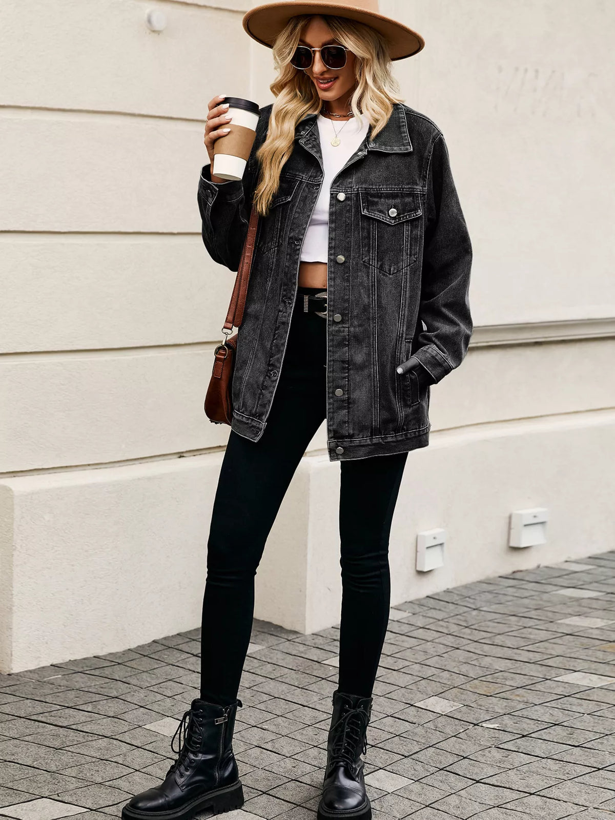 Oversized Button Up Denim Jacket casual style