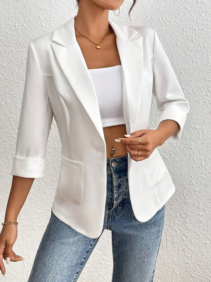 Classic Lapel Collar Blazer - Women&