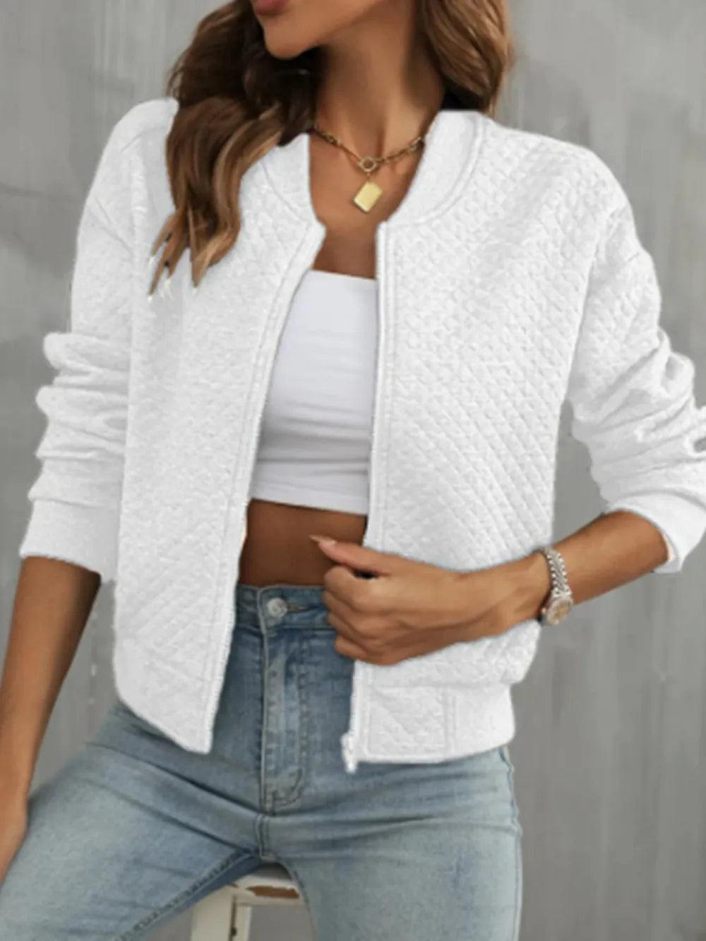 Zip Up Long Sleeve Jacket long sleeve design