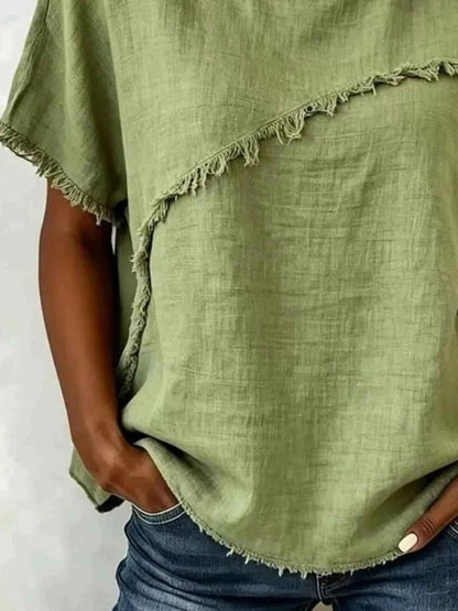 Upgrade Your Look with Our Plus Size Frayed Hem Top for Effortless Chic