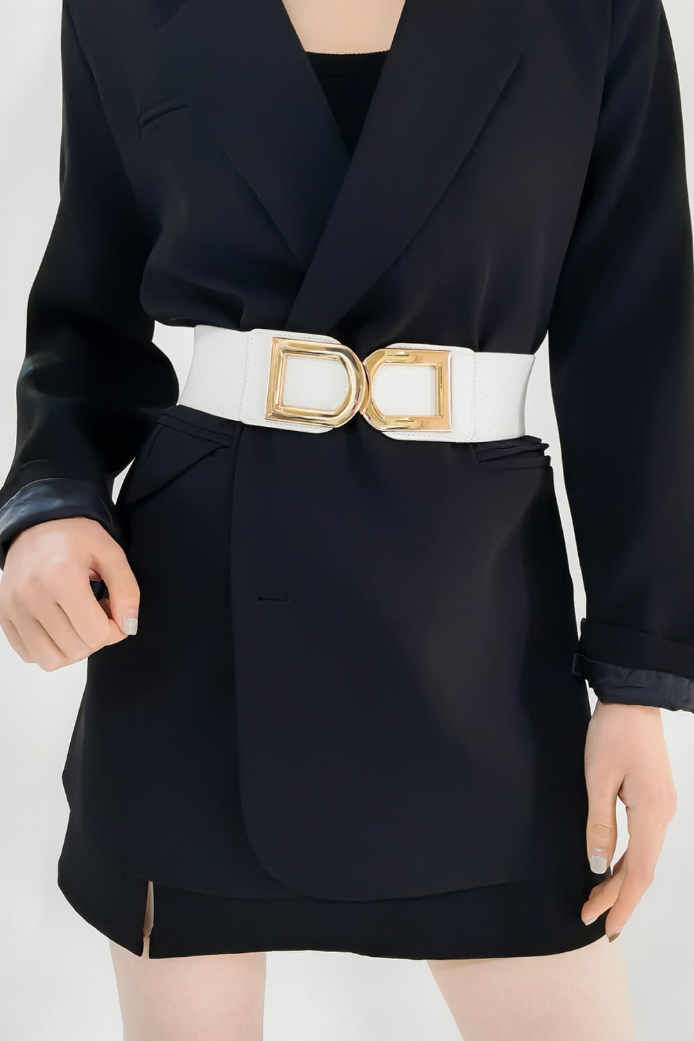 Double D Buckle PU Belt double buckle detail