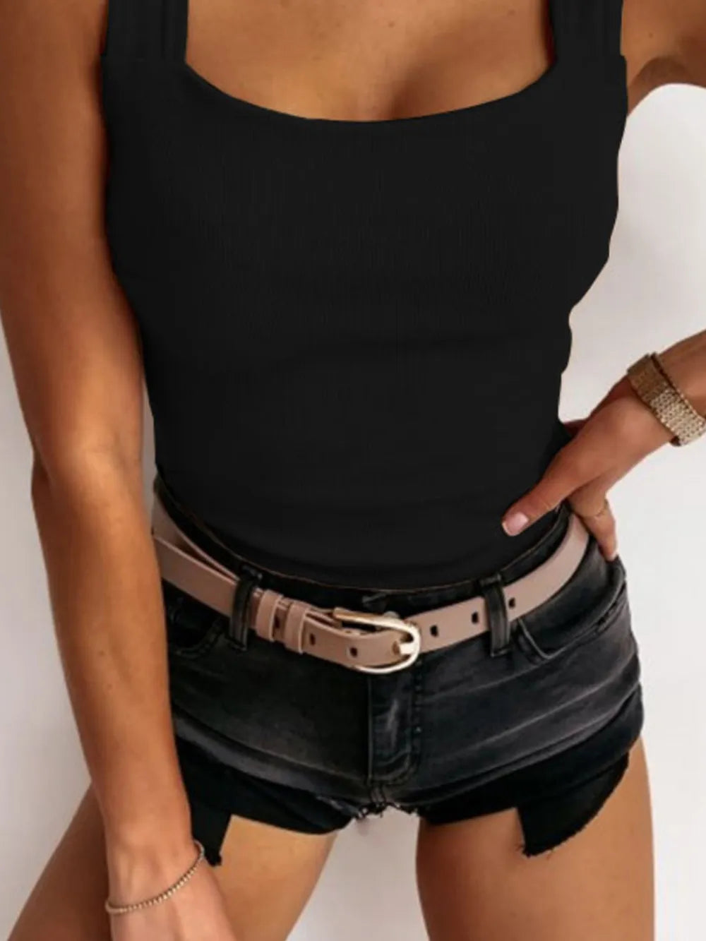 Square Neck Wide Strap Tank wide strap detail