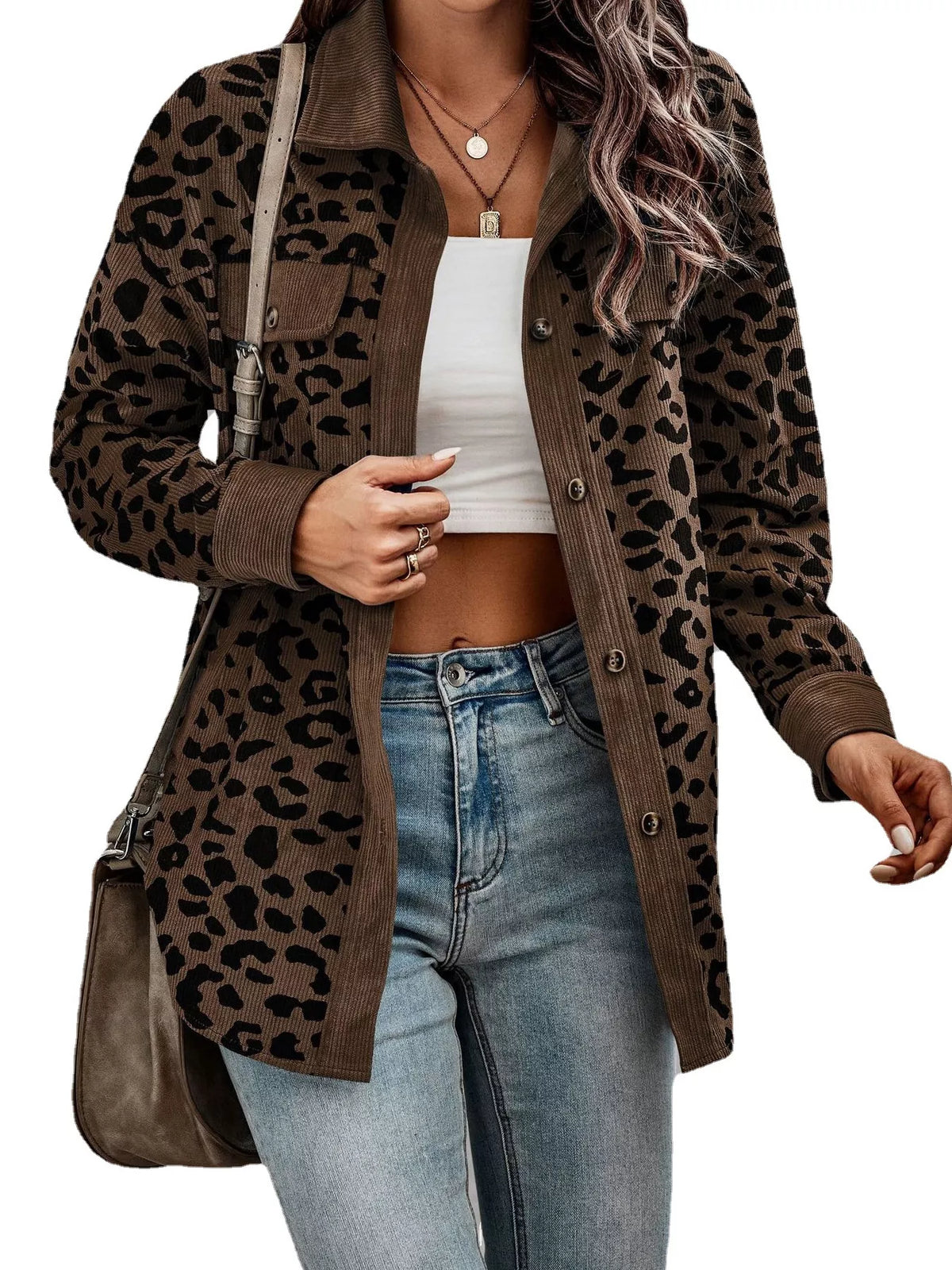 Plus Size Leopard Print Jacket leopard print design