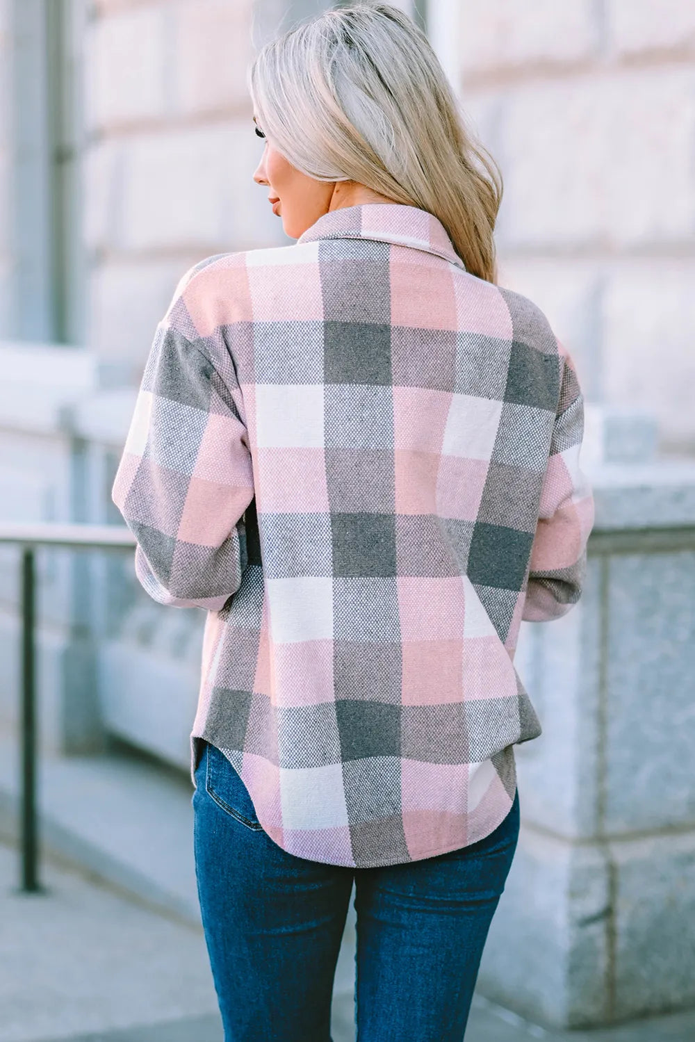 Stylish Plaid Button Up Jacket casual style