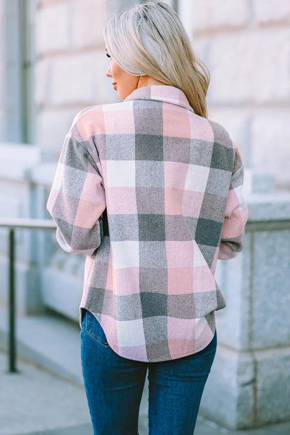 Stylish Plaid Button Up Jacket casual style