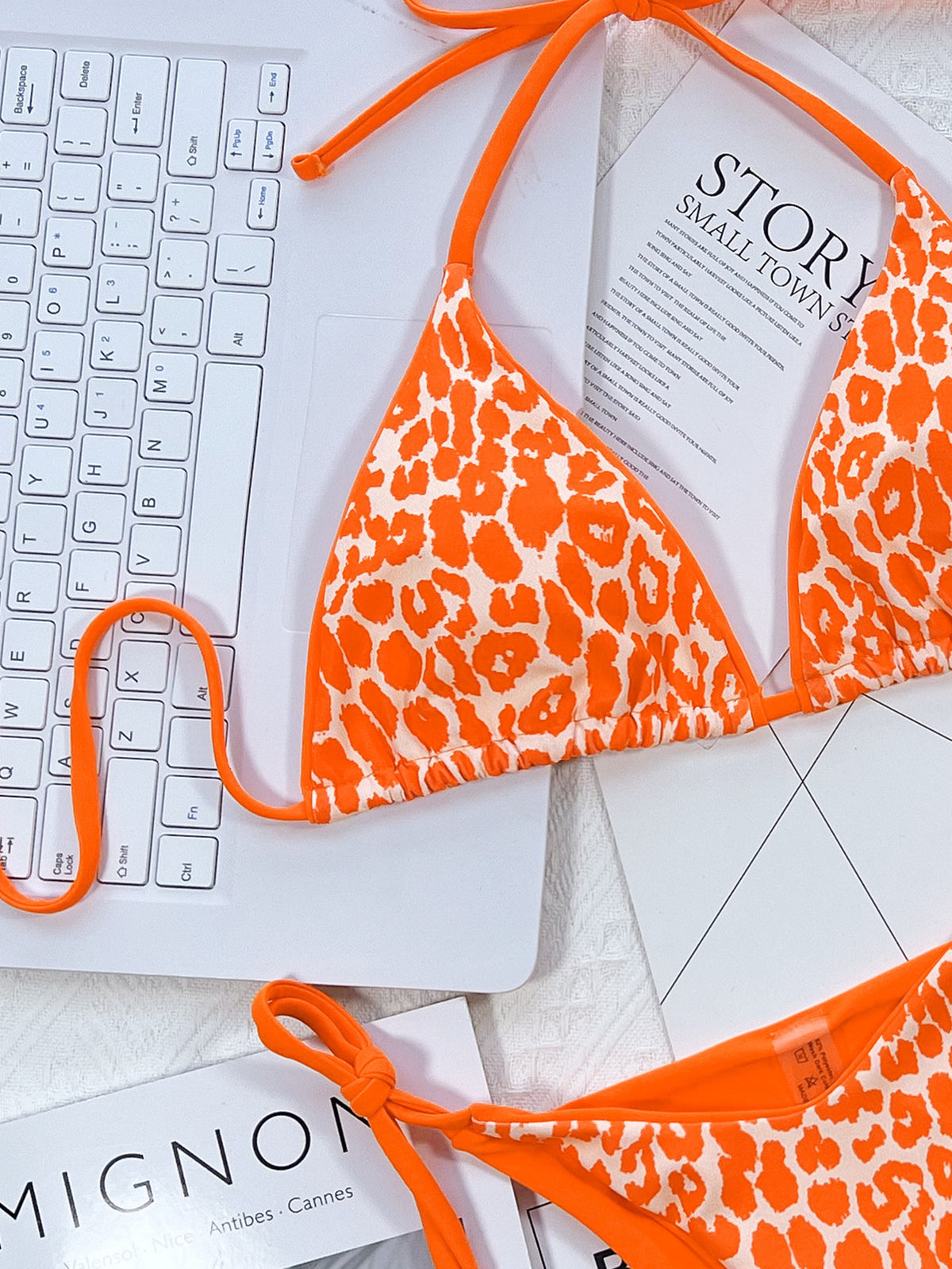 Leopard Print Bikini Set halter neck