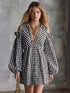 Casual Checkered Off-the-Shoulder Dress checkered pattern