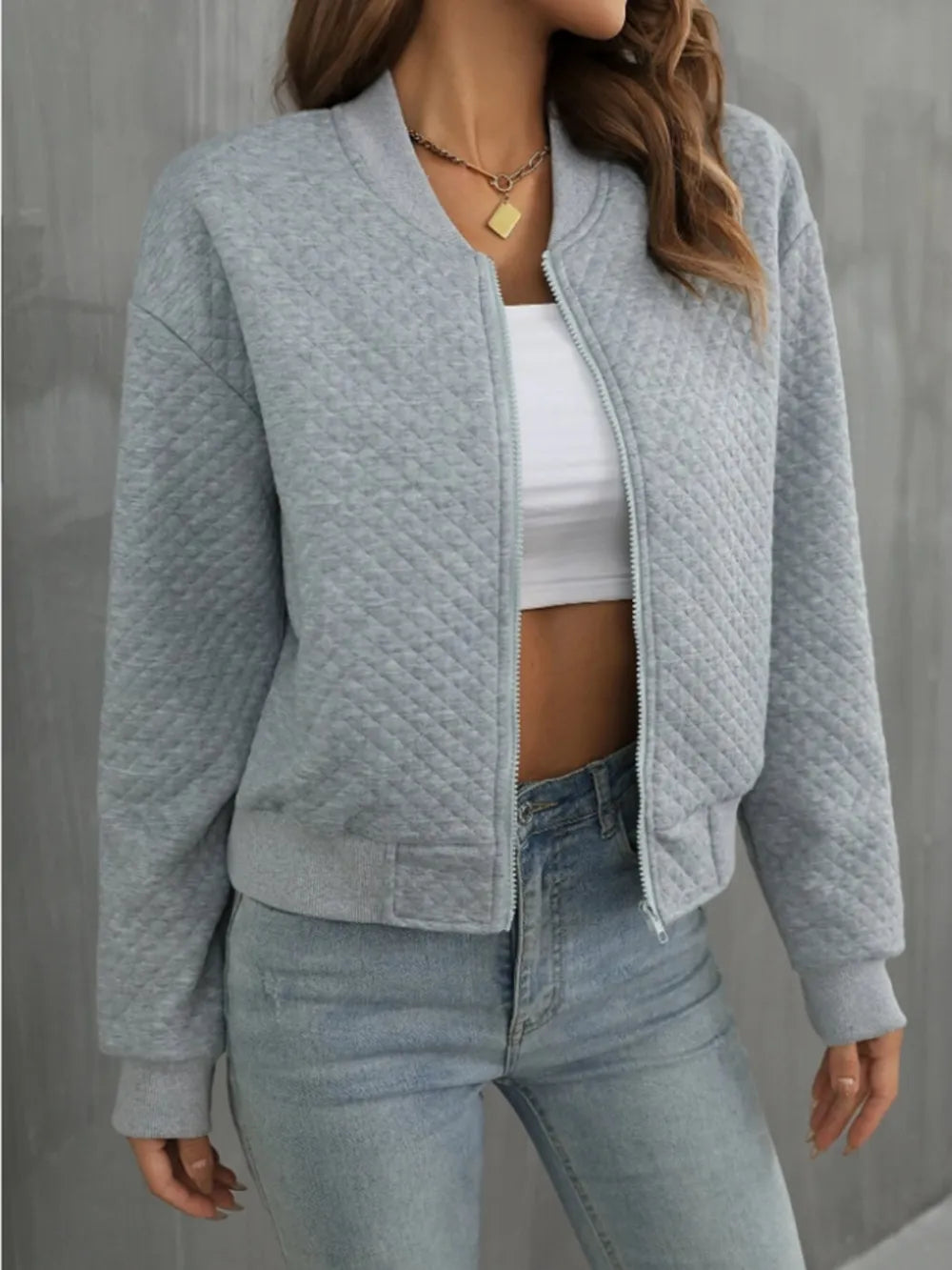 Zip Up Long Sleeve Jacket long sleeve design