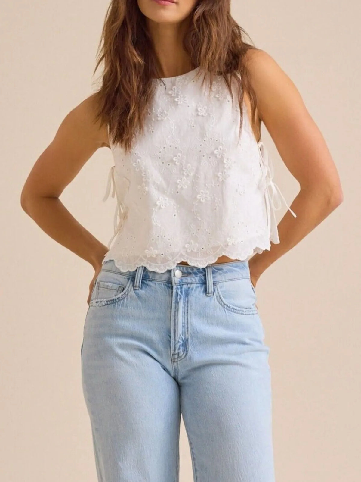Eyelet Embroidered Tank Top sleeveless design