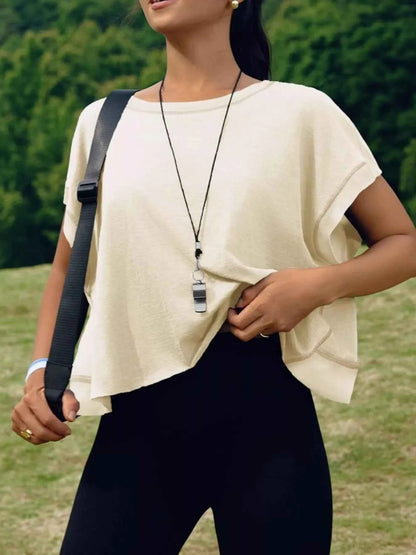 Stylish Cutout Back Short Sleeve T-Shirt for Effortless Chic