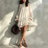 Elegant midi dress ruffled A-line design