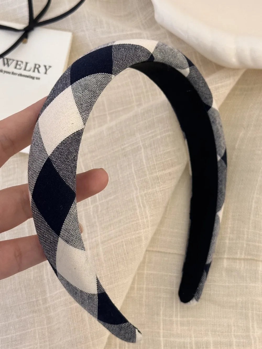 Polyester Plaid Wide Headband plaid design